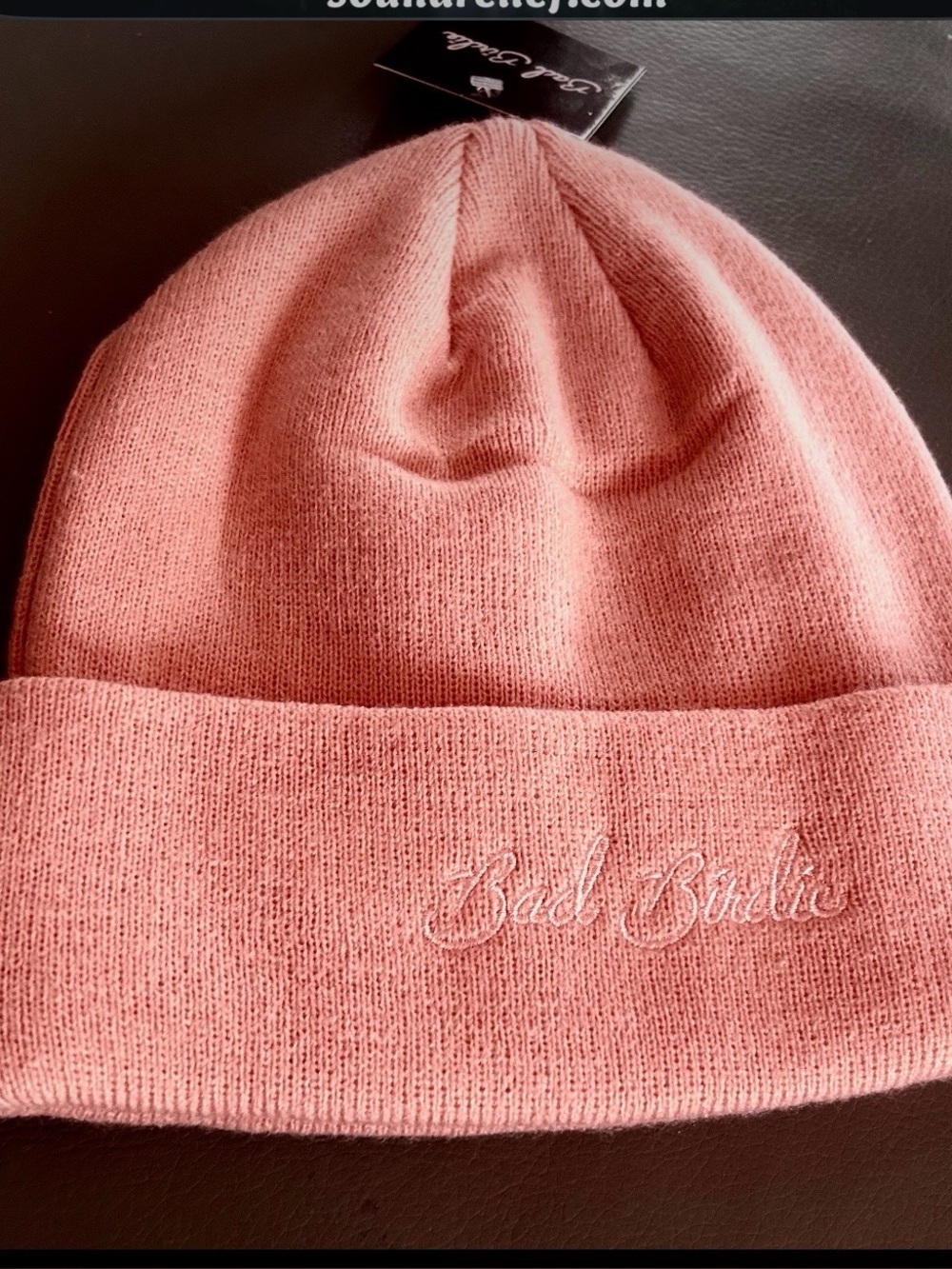 Bad Birdie Script Beanie One Size Unisex Adult NEW Light Clay